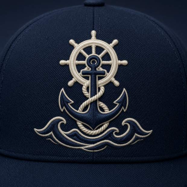 Anchor embroidered on a navy cap